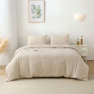 Queen Size Duvet Cover <b>Set</b> 3-Piece Solid Color Bedding with 1 Duvet Cover 2 Pillow Shams <b>Comforter</b> Not Included (Queen Size) - Product Image 6