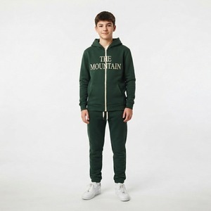 Ensemble survêtement gris à capuche pour filles, sweat-shirt et pantalon à fermeture éclair intégrale avec imprimé « l'aventure vous attend », tenue décontractée pour l'automne - Product Image 2