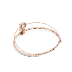 Brazalete de Oro con Diamantes y Esmeralda, Oro Rosa Sólido de 9K, 10K, 14K, 18K, Diamante CVD Cultivado en Laboratorio, VVS DEF, Pulseras de Cadena de Doble Capa - Product Image 4