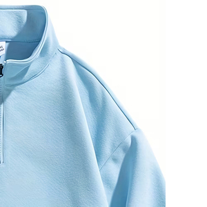 OEM Men's Women's Half Zip Fleece Sweatshirt Plain Oversized <b>Mock</b> <b>Neck</b> Pullover Custom Streetwear Cotton <b>Top</b> - Product Image 4