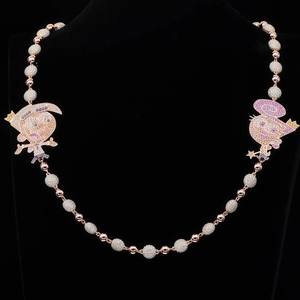 Collier en argent 925 personnalisé, bijoux hip-hop, pendentif personnage de dessin animé Cosmo Wanda, chaîne à billes en or rose pour hommes - Product Image 1