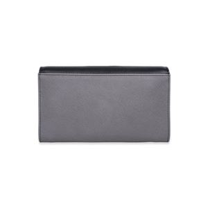 Bolso Bandolera de Lujo con Doble Textura y Cadena Plateada, Cuero Negro Granulado y Saffiano, Disponible para Pedidos al por Mayor - Product Image 4