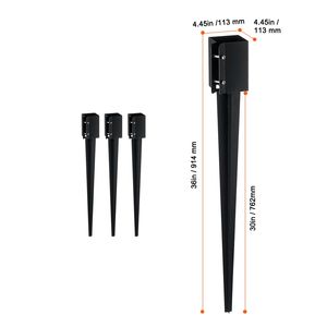 4-Pack Fence <b>Post</b> Anchor Ground <b>Spike</b> 36 X 4 X 4 Inches Outer Diameter 3.5 X 3.5 Inches Inner Diameter Metal Black Powder - Product Image 2