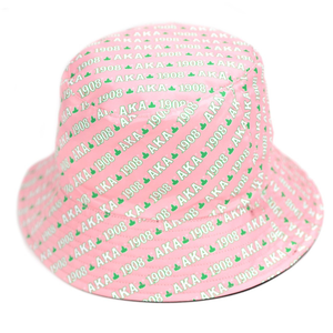 Chapeau Bob Rose Imprimé AKA 1908 avec Logo Intégral – Chapeau de Pêcheur Décontracté d'Été pour Femme, Accessoire de Tête Tendance pour l'Extérieur - Product Image 1