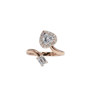 Anillo de Diamantes Toi Et Moi con Corazón y Esmeralda - Oro de 9k, 14k y 18k - Product Image 3