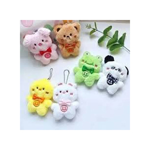 <b>Cute</b> Plush Cartoon Animal Coin Holder Keychain Round Soft Toy Pendant With Pink Bow Decorated 3D Shape - Product Image 2