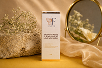 FLYVY Radiant Prime Su Geçirmez Beyazlatıcı Fondöten Fildişi Rengi 30 ML Likit Makyaj Tüm Tipler İçin Açık Cilt Tonu Gözenek Aydınlatıcı