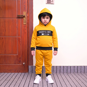 Ensemble de survêtement pour bébés et jeunes garçons, avec logo personnalisé, sweat à capuche et pantalon en molleton de coton à taille élastique, tenue d'hiver 2 pièces, vente en gros - Product Image 4
