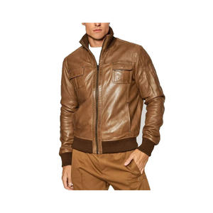 Blouson aviateur en cuir d'agneau marron pour homme, respirant, style Desert Voyager, intérieur chaud, design intemporel, haute qualité - Product Image 1