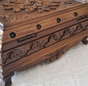 Wholesale Antique Wood Trinket <b>Jewellery</b> <b>Box</b> with Decorative Floral Carvings Polished Maple High Strength Wedding Gift - Product Image 5