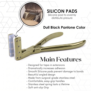 Professional Tape In Hair Extension Sealing Plier 7" with Silicone <b>Cushion</b> Jaws Easy Open Spring Handle Bonding Installation - Product Image 4