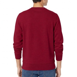 Plain Maroon Cotton Crewneck Sweatshirt Long Sleeve <b>Pullover</b> <b>Men</b> Casual Winter Fleece Tops Custom Logo Wholesale - Product Image 2