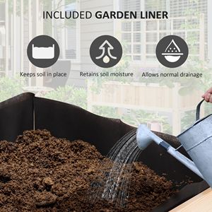 Large Classic Style Elevated Garden Bed Wooden <b>Planter</b> Box with Drainage for <b>Vegetables</b> & Flowers PP Liner Indoor & Outdoor Use - Product Image 6