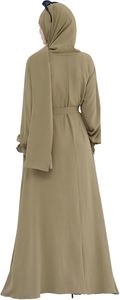 Abaya Hijab pour femmes, robe longue à manches longues, couleur unie, tenue modeste pour tous les jours, légère, en polyester, style Moyen-Orient - Product Image 6