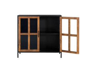 Armoire de cuisine et de salle à manger modulaire en bois massif de style industriel, durable et moderne, avec portes en verre - Product Image 3