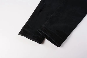 Jean en denim noir déchiré pour homme, coupe slim, poids moyen, haute qualité, style streetwear, durable, effet usé - Product Image 5