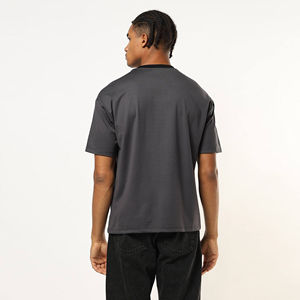 <b>Mens</b> Color Block Crew Neck T-<b>Shirt</b> Short Sleeve Black Grey Curved Panel Piping Detail Casual Cotton Top Custom Logo OEM ODM - Product Image 2