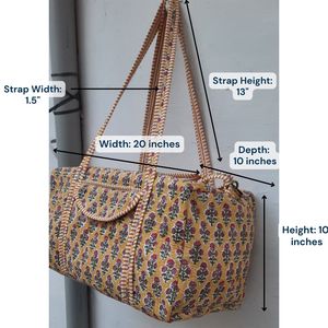 Bolsa de Viaje de Gran Capacidad con Estampado Floral Amarillo, Bolsa de Lona con Cierre de Cremallera para Compras y Vacaciones - Product Image 2