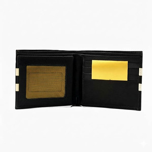 Cartera Bifold de Cuero Genuino para Hombre, Forro de Poliéster, Protección RFID, Diseño Minimalista y Duradero, Cierre de Broches, Uso Diario - Product Image 1