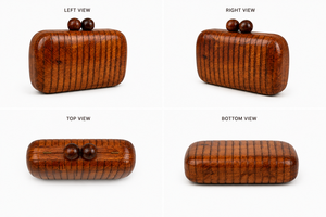 Bolso de mano de madera pulida hecho a mano, forma rectangular, con asa, para fiestas, eventos, bodas, diseño moderno, patrón sólido - Product Image 3