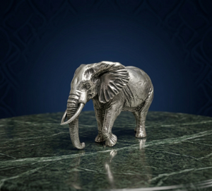 Figurine d'éléphant sauvage en argent oxydé plaqué 999, moulage 3D, Feng Shui, Jaipur Metals |   100% Laiton |   10x5x6,5 cm |   120g | - Product Image 5