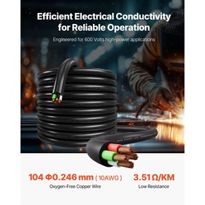 Cavo Elettrico Industriale Portatile 10AWG da 30 Metri, 600V SOOW, 4 Conduttori con Rivestimento CPE - Product Image 2