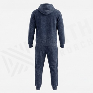 Ensemble de survêtement vintage personnalisé avec logo, sweat à capuche zippé délavé à l'acide et pantalon de jogging évasé à jambe droite, couleur personnalisable - Product Image 2