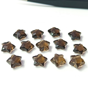 Charmes en quartz fumé naturel sculptés à la main en forme d'étoile, facettés, perles de quartz fumé pour la création de bijoux à prix de gros - Product Image 3