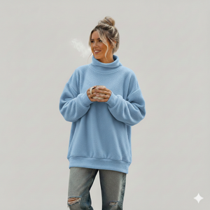 Parfait pour la superposition, ce sweat-shirt oversize à col montant pour femme offre un look décontracté et confortable pour tous les jours. - Product Image 5