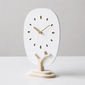 Modern Scandinavian Design Oval Wooden Quartz Analog Wall <b>Clock</b> <b>Battery</b> Operated Silent Hanging <b>Clock</b> for Living Room - Product Image 1