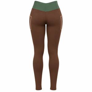 Women's High Waist Full Length <b>Leggings</b> With Side Pockets Solid Color Sporty Style Stretch Breathable <b>Knitted</b> Fabric - Product Image 3
