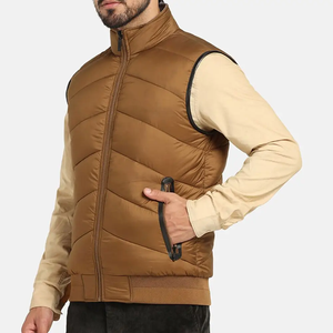 Chaleco Acolchado para Hombre, Color Marrón, Diseño Chevron, Poliéster, Acolchado Diagonal, Sin Mangas, Cuello Acolchado, Retención de Calor, Cómodo, Oferta, Chalecos de Invierno - Product Image 3