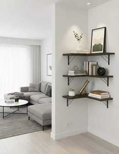 Modern Wood <b>Floating</b> <b>Wall</b> Shelf Interlocking Storage Display Rack Living Room <b>Wall</b> Mounted Bookshelf <b>Unit</b> Organizer Ledge - Product Image 5