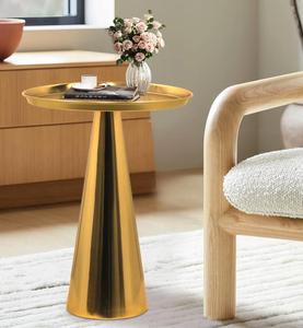 Modern Brass Side <b>Table</b> <b>Round</b> Geometric Base Indoor Living Room Furniture Decor Durable Design - Product Image 2