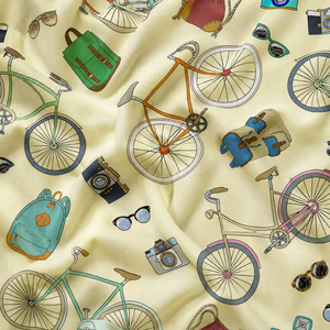 Organic <b>Medium</b> Weight Woven Cotton Cambric Retro Smile Smiley Earth-Toned <b>Fabric</b> - Product Image 4