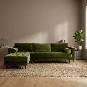 Sofá Seccional de 4 Plazas con Chaise Longue Izquierda y Esquina Cuadrada de Terciopelo para Sala de Estar - Product Image 3