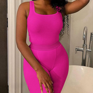 Conjunto de Yoga sin Costuras de 2 Piezas, Top Corto de Cintura Alta y Leggings Largos, Color Rosa Sólido, Ropa Deportiva para Mujer - Product Image 4
