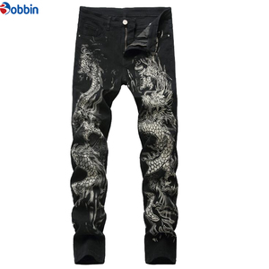 Custom Outfit Mens <b>Jeans</b> Black Color Personal Designer Printed <b>With</b> Digital Printing Casual Mid <b>Waist</b> Straight Leg Denim Pants - Product Image 5