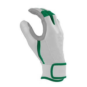 White Green Leather Batting Gloves Padded <b>Hook</b> And Loop Closure For Training Unisex Adult - Product Image 2