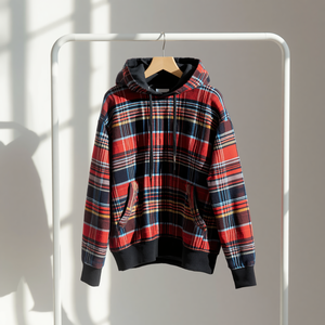Sudadera con Capucha de Diseño a Cuadros, Estilo Informal, de Algodón y Felpa, Sudadera Urbana OEM - Product Image 1