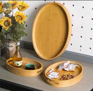 Elegant Oval Bamboo Serving Tray Set Handles Scenic Pattern Modern Design-Eco-Friendly Platters for Catering Hospitality. - Product Image 6