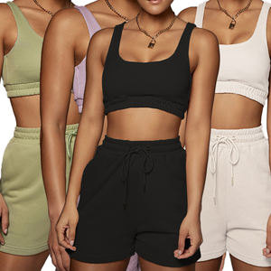 Conjunto Deportivo de Verano para Mujer de Alta Calidad con Logotipo Personalizado, Top Regular de Dos Piezas, 100% Algodón Ecológico, Pantalones Cortos - Product Image 3