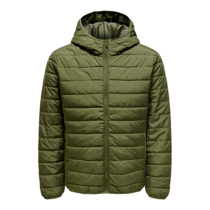 Chaqueta Acolchada Ligera para Hombre, con Cierre Completo, Resistente al Agua, Color Verde, Diseño Personalizado - Product Image 1