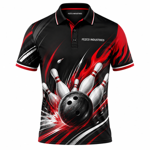 Camisetas de Polo Duraderas para Bolos, de Secado Rápido, para Juego Competitivo, con Diseño de Bola y Pinos, para Equipos Juveniles, con Etiqueta Personalizada con Nombre - Product Image 4