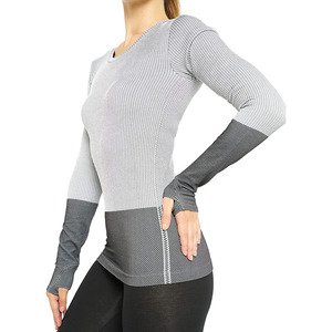 Long Sleeve Lightweight <b>Compression</b> T-Shirt Solid Color Fitness Custom Logo Comfortable Crew Neck Yoga Sports <b>Women's</b> <b>Tops</b> - Product Image 3