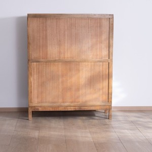 Vandana Amber Value high <b>sideboard</b> with two sliding doors in solid mango wood, warm style - Product Image 5