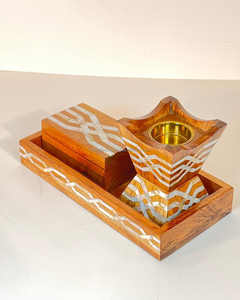 Porte-encens artisanal pour l'Aïd Moubarak, le Ramadan Kareem et la décoration de la maison, de haute qualité, décoré de nacre, Mabkhara arabe - Product Image 4