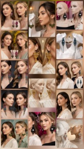 Élégantes boucles d'oreilles en macramé noir avec pierres précieuses |   Bijoux tissés style onyx blanc |   Mangalmay Corporation - Product Image 4