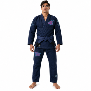 Uniforme de BJJ Personalizado Unisex Azul Marino con Bordado Frontal, Costuras Reforzadas, Algodón Premium Ligero, Kimono de Entrenamiento para Adultos - Product Image 1