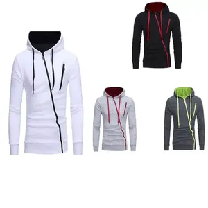 เสื้อสเวตเชิ้ตมีฮู้ดสีเทาสำหรับผู้ชาย ทรงเข้ารูป แขนยาว ดีไซน์ซิป สวมใส่สบายๆ ในฤดูใบไม้ร่วง แต่งขอบสีแดง พร้อมรายละเอียดกระเป๋า - Product Image 5